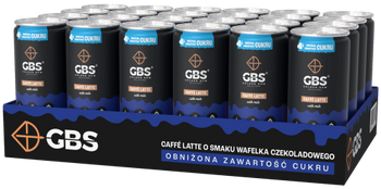 GBS Caffe Latte o smaku WAFELEK CZEKOLADOWY [24 x 250 ml] - napój kawowy w puszce zgrzewka